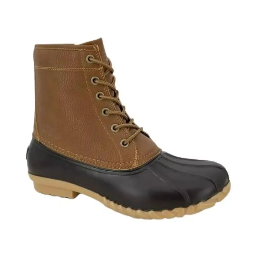 JBU Duck Boots Mens 8 M Maine Waterproof Tan Faux Fur Lined Lace Up Shoes NWB
